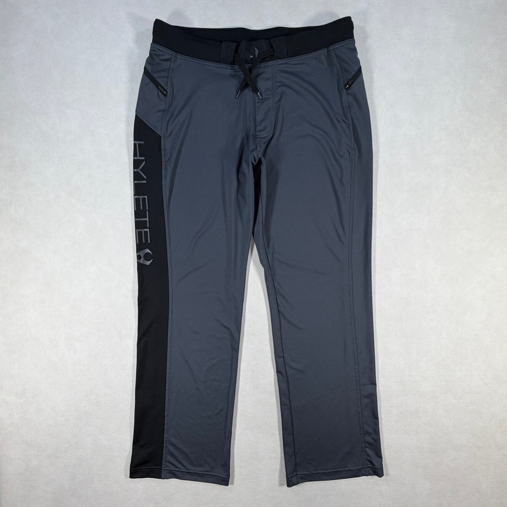 Hylete Training Pants Mens Medium Charcoal Gray Black Zipper Pockets